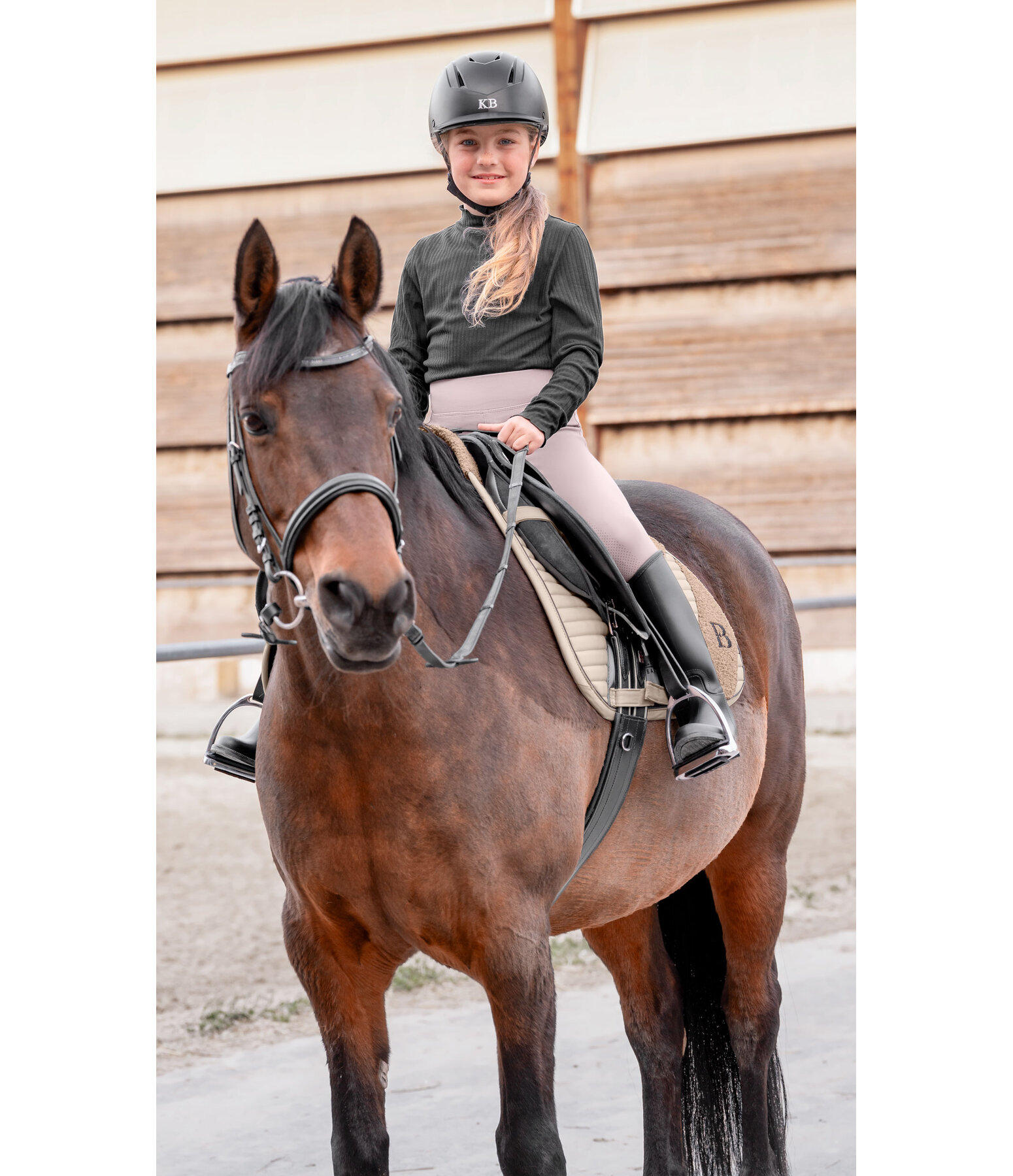 Kinder Grip-Reitleggings Kniebesatz Beginner