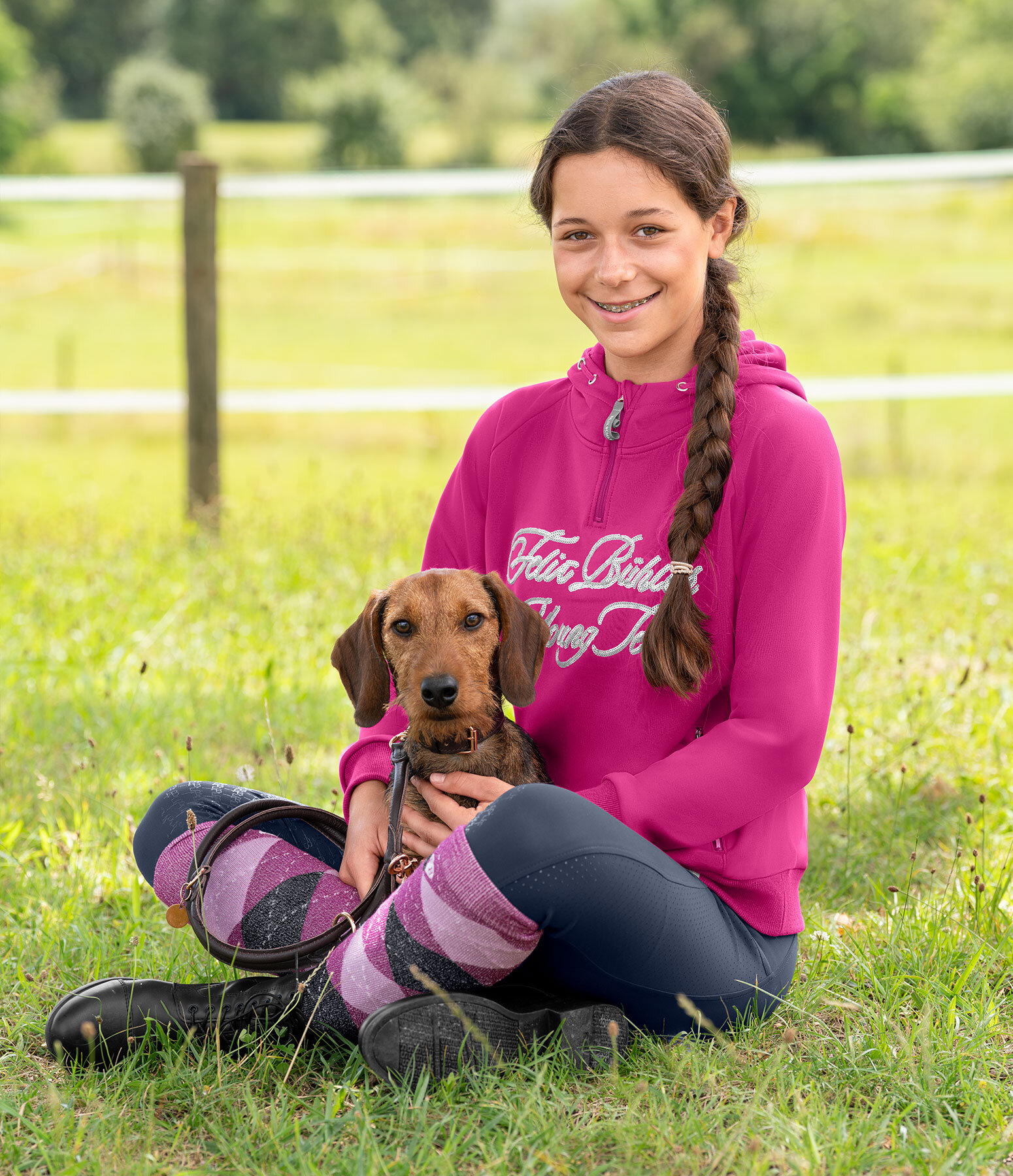 Kinder-Outfit Oletta in luminous pink
